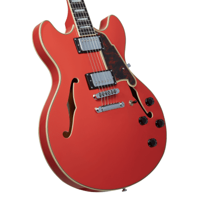 D'Angelico Premier DC Semi-Hollow Double Cutaway w/ Stop-Bar Tailpiece - Fiesta Red image 6