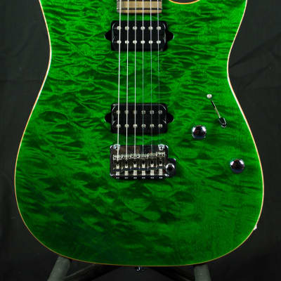 Suhr Classic HH 2015 Trans Green Quilt with Scraped Maple Binding image 4
