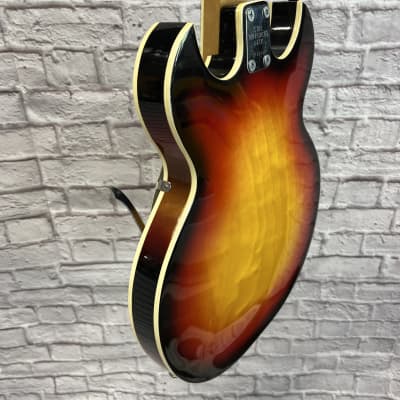 Conrad Vintage Semi-Hollow Sunburst Electric Guitar image 10