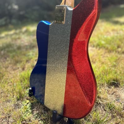 2017 Buck Owens Revelator JazzCaster Jazzmaster - Red White and Blue Sparkle image 5