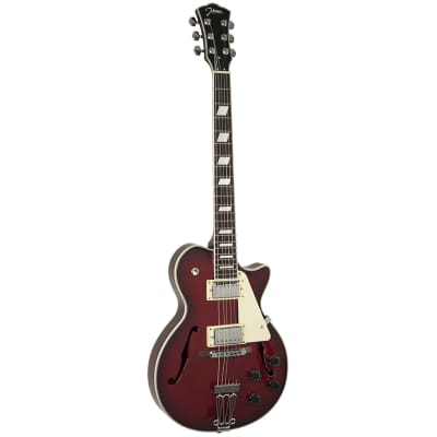 Johnson JH-100-WNB Delta Rose Hollowbody Electric Guitar, Wineburst for sale