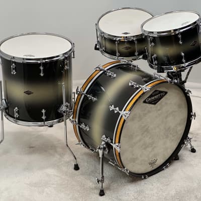 Craviotto 22/13/16/6.5x14" VIDEO Signed 2013 Solid Maple Shell Drum Set - Black/Gold Duco Sparkle Lacquer image 5