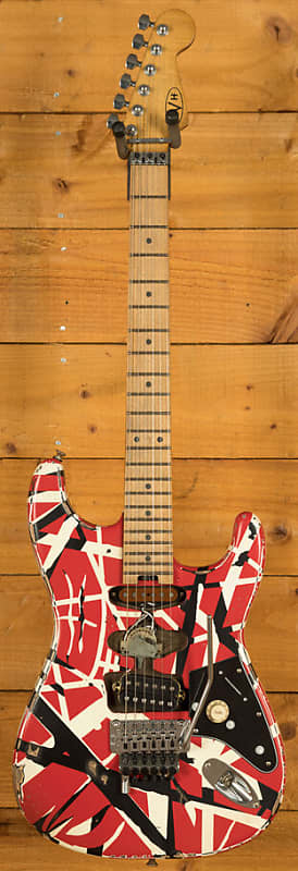 EVH Striped Series Frankenstein Frankie | Maple - Red w/Black Stripes Relic