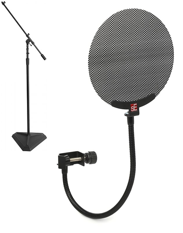 OnStage SMS7630B Hex Base Studio Boom Microphone Stand Reverb