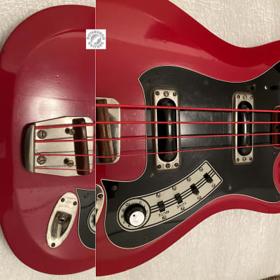 1964 Hagstrom HII B / F-400, Red, with Pro Set Up, Gig Bag, and Red Strings! image 8