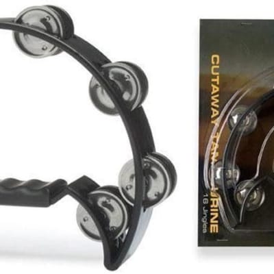 Stagg TAB-2-BK - Half Moon Cutaway Plastic Tambourine w/16 Jingles - Black