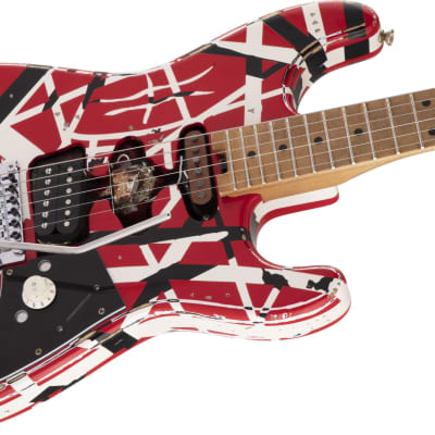 EVH Striped Series Frankenstein Frankie, Maple Fingerboard, Red with Black Stripes Relic image 8
