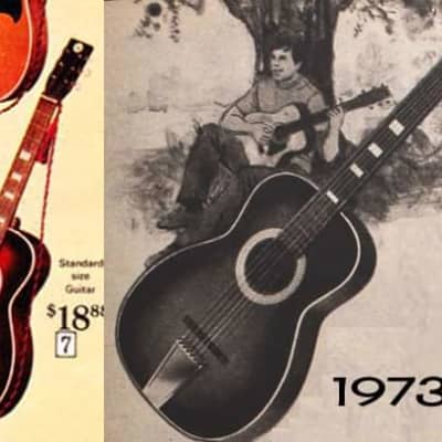 Vintage 1970 Sears and Roebuck by Harmony Atomic Logo Stella 3/4 Student Parlor Guitar New Strings Redburst Original Gigbag image 13