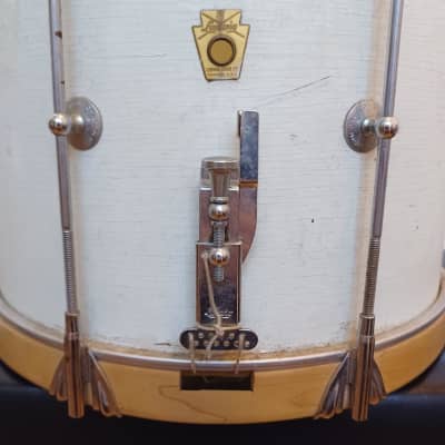 Ludwig Marching Snare - Wood Hoops - 10x14 - 1968 - Keystone Badge - Single Tension - White image 12