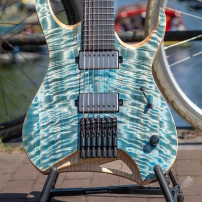 Mayones Hydra Elite 7-String 4A Curly Poplar Top - Aquamarine image 2