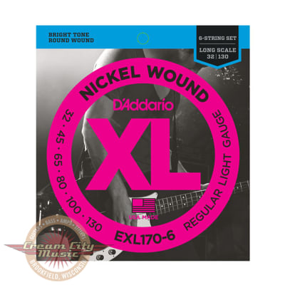 D'Addario EXL170-6 Nickel Wound Long Scale Light 6-String Bass Strings .032-.130 image 1