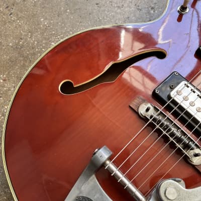 Teisco Vintage Hollowbody Electric Guitar 1960s - Red image 4