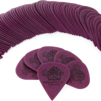 Dunlop 412R114 Tortex Sharp Guitar Picks - 1.14mm Purple (72-pack) image 1