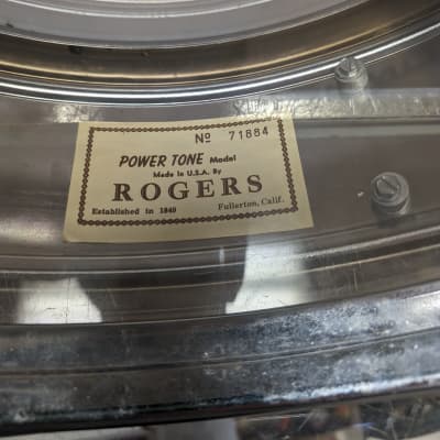Rogers PowerTone 5x14" 8-Lug Brass Snare Drum with "Beavertail" Lugs 1963 - 1973 - Chrome image 4