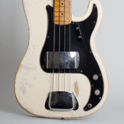 Fender  Slab Body Precision Solid Body Electric Bass Guitar (1966), ser. #128929, brown hard shell case. image 3