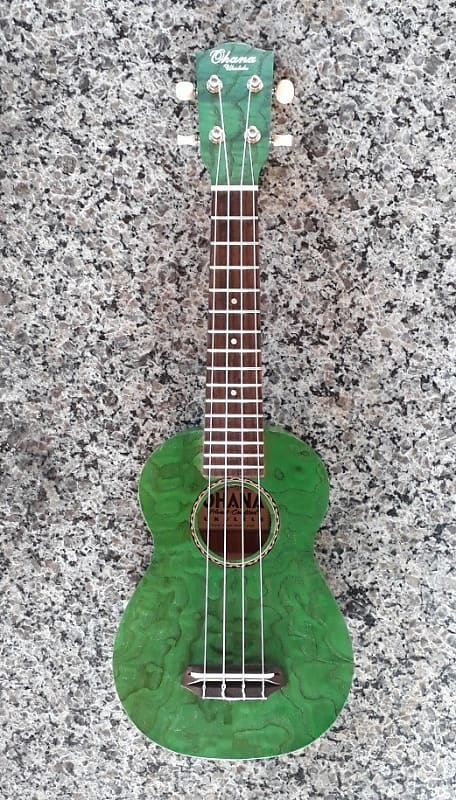 Ohana Model SK-15W GN Green Soprano Size All Willow Wood Ukulele