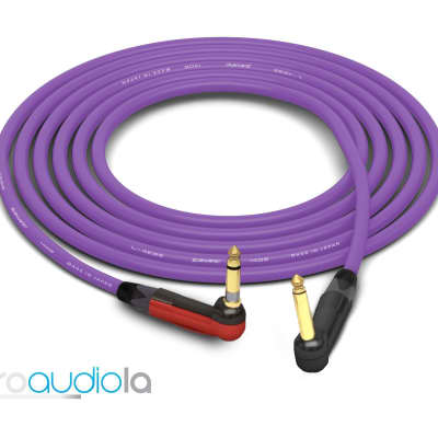 Canare Quad L-4E6S Instrument Cable | Silent 90° 1/4" TS to 90° 1/4" TS | Purple 8 Feet