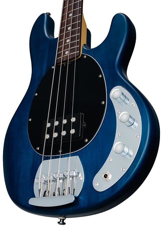 Sterling by Music Man RAY4 TBLS R1 StingRay Transparent Blue Satin Bass Guitar image 1