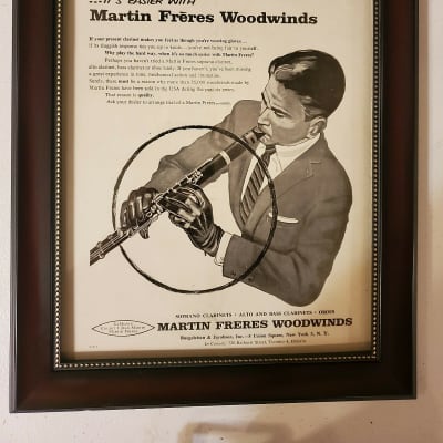 1957 Martin Freres Woodwinds Promotional Ad Framed Martin Freres Clarinet Original for sale