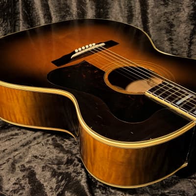 Guild F50 1959 Hoboken Jumbo Acoustic Ghost Label "Rare Bird Alert" Flame Maple Archback Buddy Holly image 10