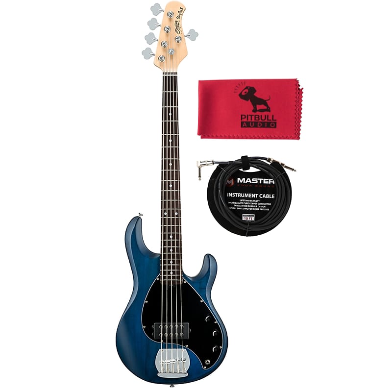 Sterling By Music Man SUB Ray5 5-String Bass, Trans Blue | Reverb