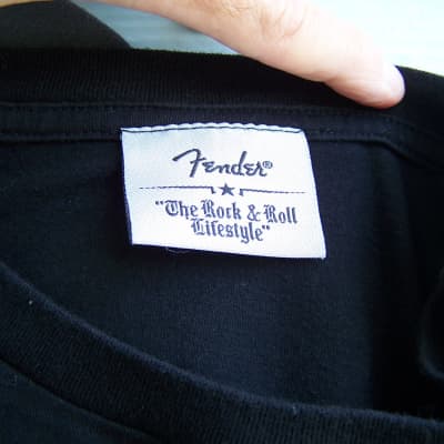 Fender guitar logo black T-Shirt,  pre-owned, good condition, size L. image 3