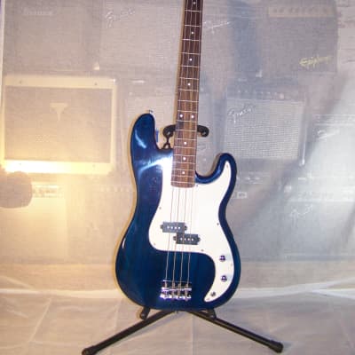 Unbranded "P" Bass Style Guitar, 2000s, Transparent Blue Finish image 2