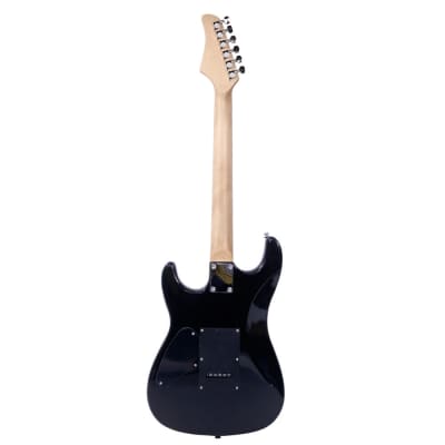 Glarry GST-E Electric Guitar Full Size Rosewood Fingerboard HH Pick-up Back Black image 7