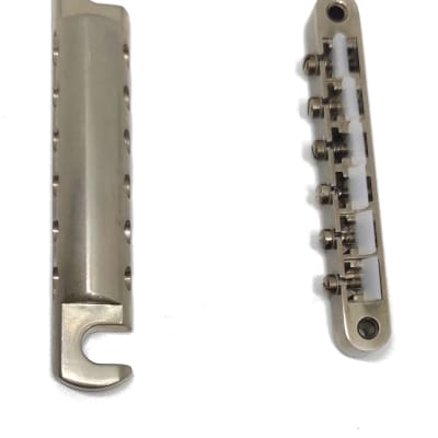 Faber Nickel AGED Bridge + Tailpiece set, ABR-1,Nylon saddles | Reverb