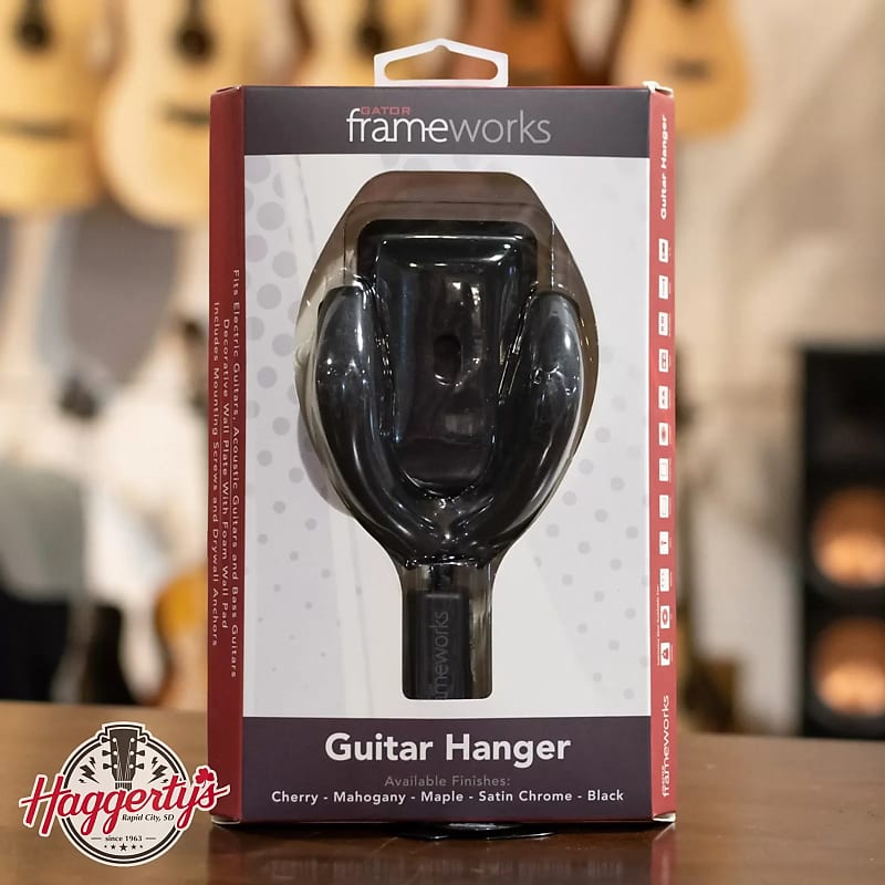 Gator Frameworks GFW-GTR-HNGRBLK Wall Mount Guitar Hanger - Black image 1