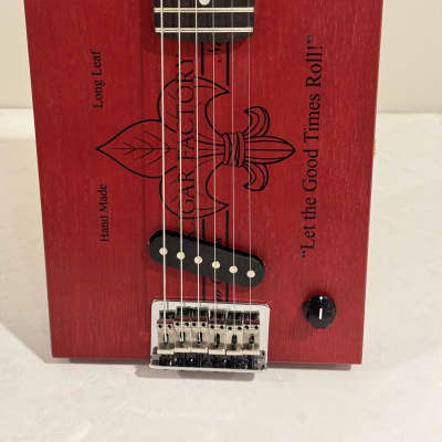 New Orleans 6 String Cigar Box Guitar #2 - Red - Stacked Humbucker - Video image 2