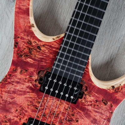 Mayones Hydra Elite 6 Headless Guitar, Ebony Fretboard, Antique Red image 4