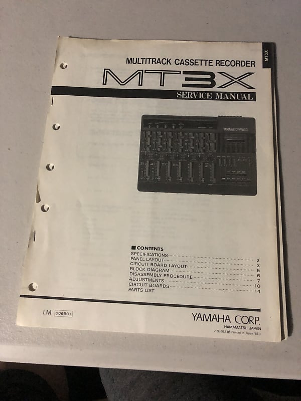 Yamaha MT3X Multitrack Cassette Recorder Service Manual 1989 Reverb