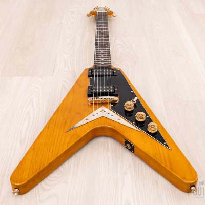 1977 Greco FV-900 Flying V Vintage Guitar Natural, Near-Mint w/ Case, Japan Fujigen, Rocket Roll Sr image 10