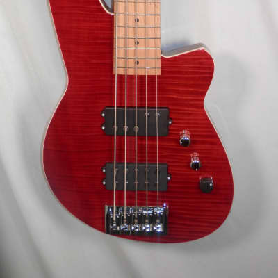 Reverend Mercalli 5 FM Wine Red RM Flame Maple Top Roasted Maple Fingerboard 5-string Electric Bass B-stock image 5