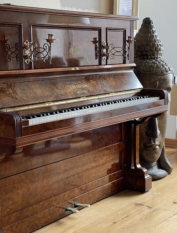 Extremely Beautiful Antique Bechstein Upright Piano 1894 Burr Walnut Fully Restored With Guarantee image 1