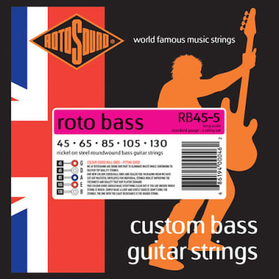 Rotosound RB45-5 ROTO NICKEL ON STEEL BASS STRINGS 45-130 5-string set image 1