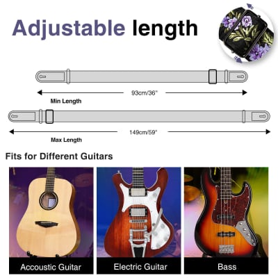 Guitar Strap For Acoustic Guitars , Electric Guitars and Bass , Red Vintage  Woven Embroidered Adjustable Strap Includes 2 Strap Locks To Keep Your