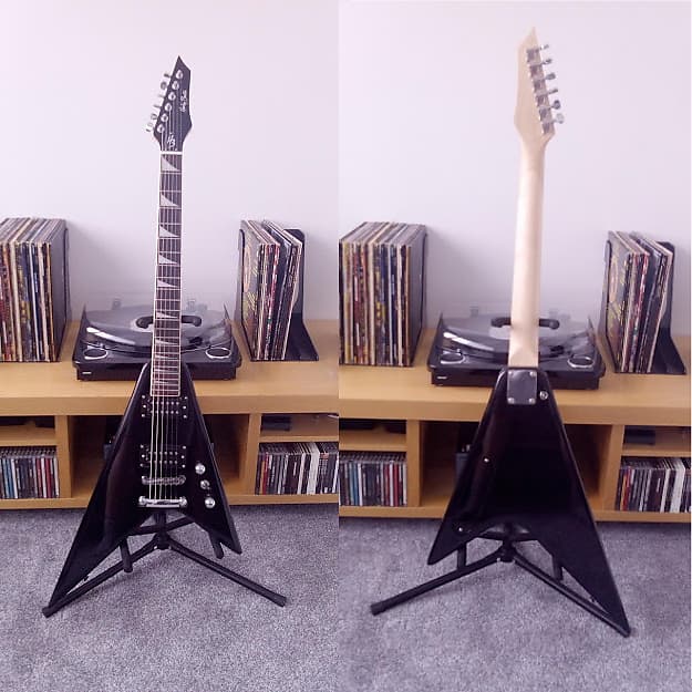 Harley Benton Flying V 2018 Gloss Black Reverb UK