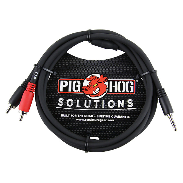 Pig Hog PB-S3R03 3.5mm TRS to Dual RCA Stereo Breakout Cable - 3' image 1