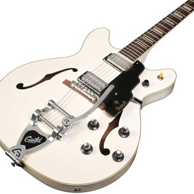 Guild Starfire V, Semi-Hollow Body Electric Guitar with Case (Snowcrest White) image 4
