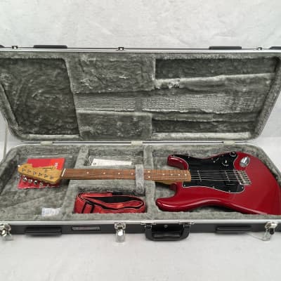 2021 Fender Noventa Stratocaster Guitar Crimson Red Transparent image 7