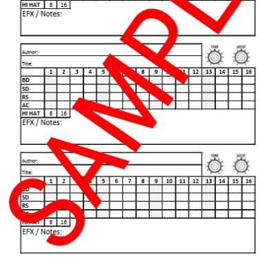 BOSS DR-55 (16-Step) Drum Machine Pattern / Patch Sheet