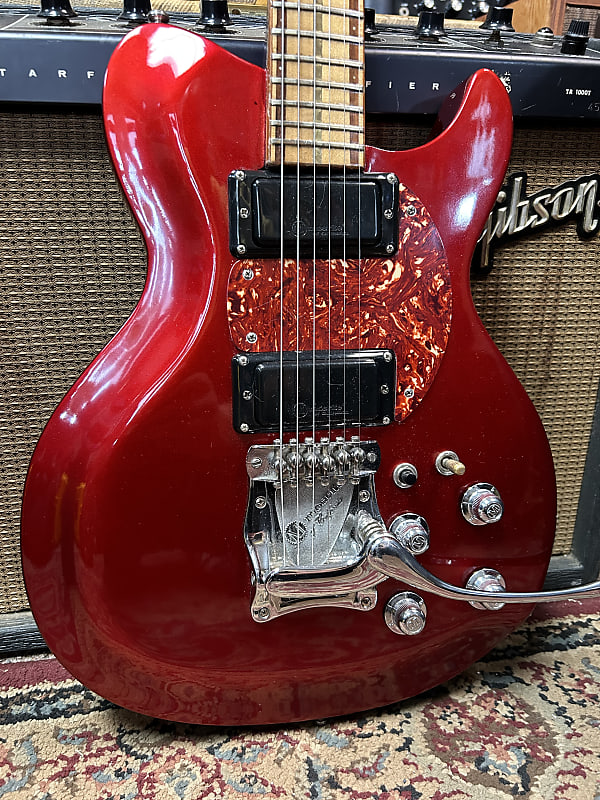 Mosrite Brass Rail electric guitar - Metallic Red image 1