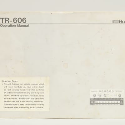Roland TR-606 Drumatix operation manual