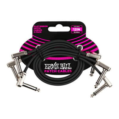 Ernie Ball 12" Flat Ribbon Patch Cable 3-Pack Black P06222 image 1