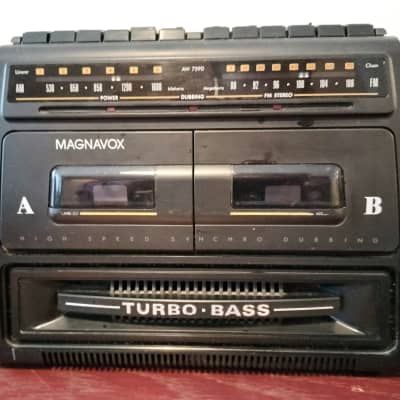 Vintage Magnavox AW7590 AM/FM Stereo good Dual Cassette Boombox Large