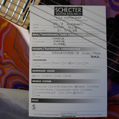 Schecter USA Custom Shop  PT-7 l  Multi Swirl  7-String  w/ Case (2021) image 13