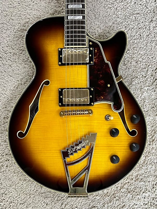 D'Angelico Excel SS Semi-Hollow Body Guitar, Vintage Sunburst, DAESSVSBGTPO image 1