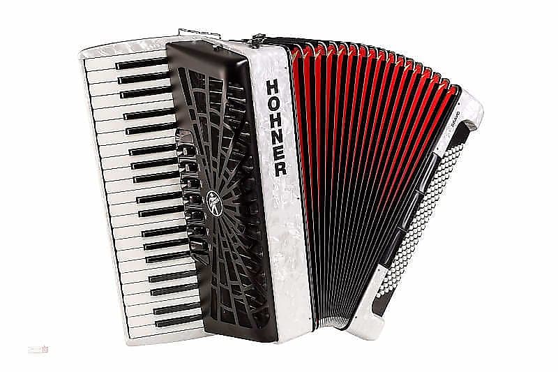 Hohner BR72WH Bravo III 72 Accordion in Pearl White w/ Black Bellows image 1